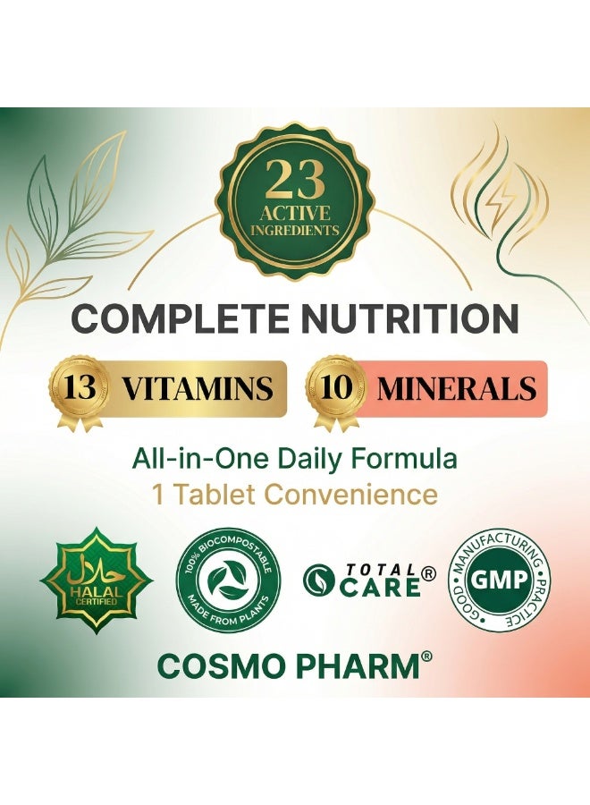 Cosmo Pharm Multivitamins Multiminerals | 13 Vitamins & 10 Minerals, One a Day for Whole Body Wellness | 90 Tablets - Image 5