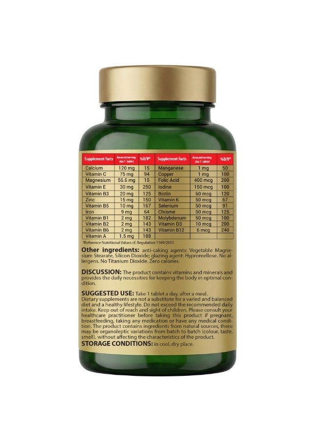 Cosmo Pharm Multivitamins Multiminerals | 13 Vitamins & 10 Minerals, One a Day for Whole Body Wellness | 90 Tablets - Image 2