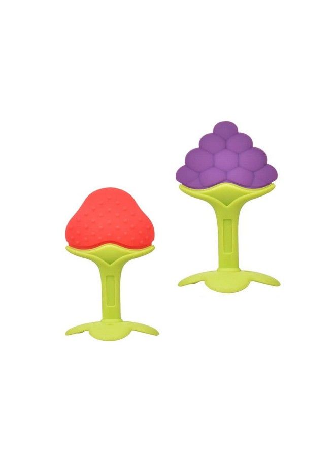 Tinny Tots Baby Soft Silicone Fruit Shaped Teether Teething Toys For Baby Textured Molar Teeth Soother Massage Bpa Free; Infants Dental Care Baby Teether For Tooth Gum Pain Relief (Pinkpurple) - Image 3