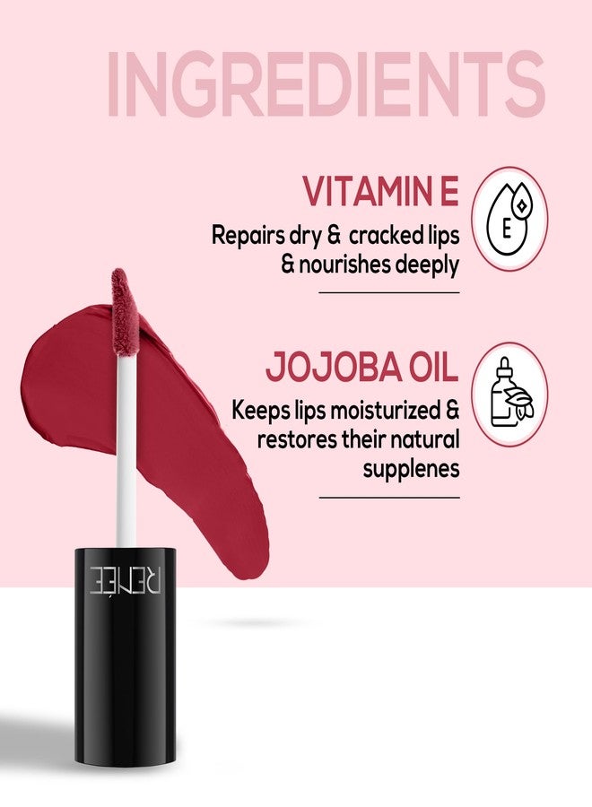 RENEE Marble Liquid Lipstick - LM01 Cara 4.5ml, Rich Color Payoff & Matte Finish| Weightless, Unique Long Lasting Formula, Transfer & Smudge Proof| Enriched with Vitamin E & Jojoba Oil - Image 4