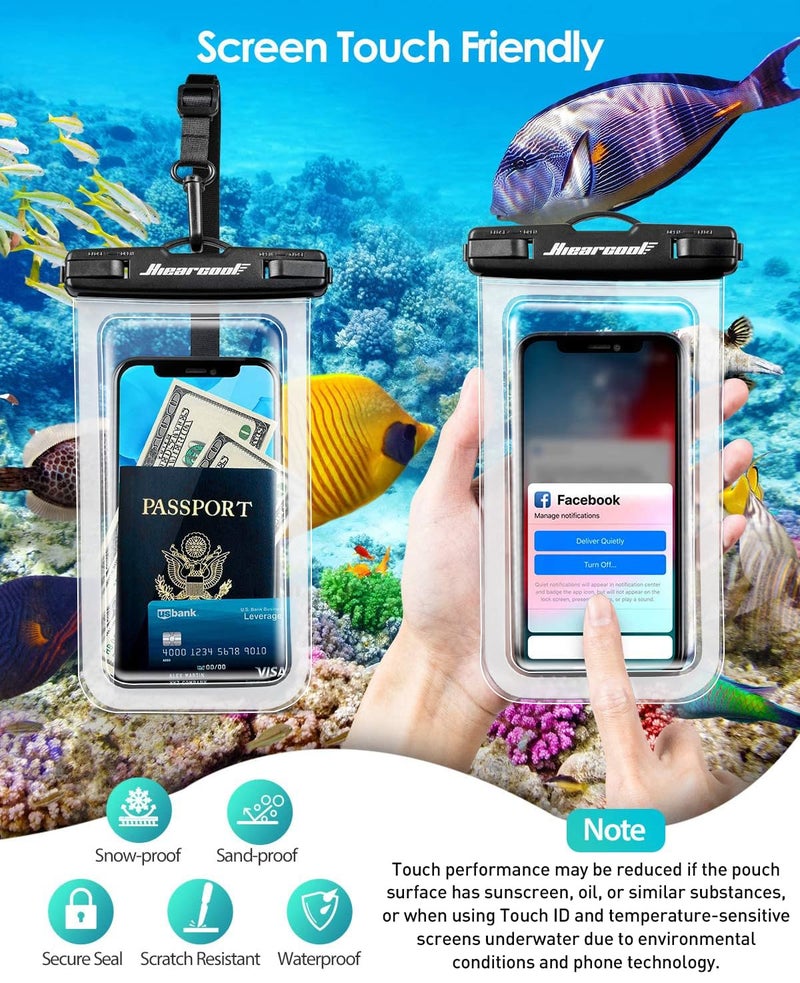 Hiearcool Waterproof Phone Pouch, Water Proof Phone Case for iPhone, Waterproof Cell Phone Dry Bag for Cruise Travel Vacation Essentials Large Waterproof Phone Holder 4 Pack-Black&Clear - Image 5