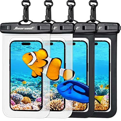 Hiearcool Waterproof Phone Pouch, Water Proof Phone Case for iPhone, Waterproof Cell Phone Dry Bag for Cruise Travel Vacation Essentials Large Waterproof Phone Holder 4 Pack-Black&Clear - Image 1