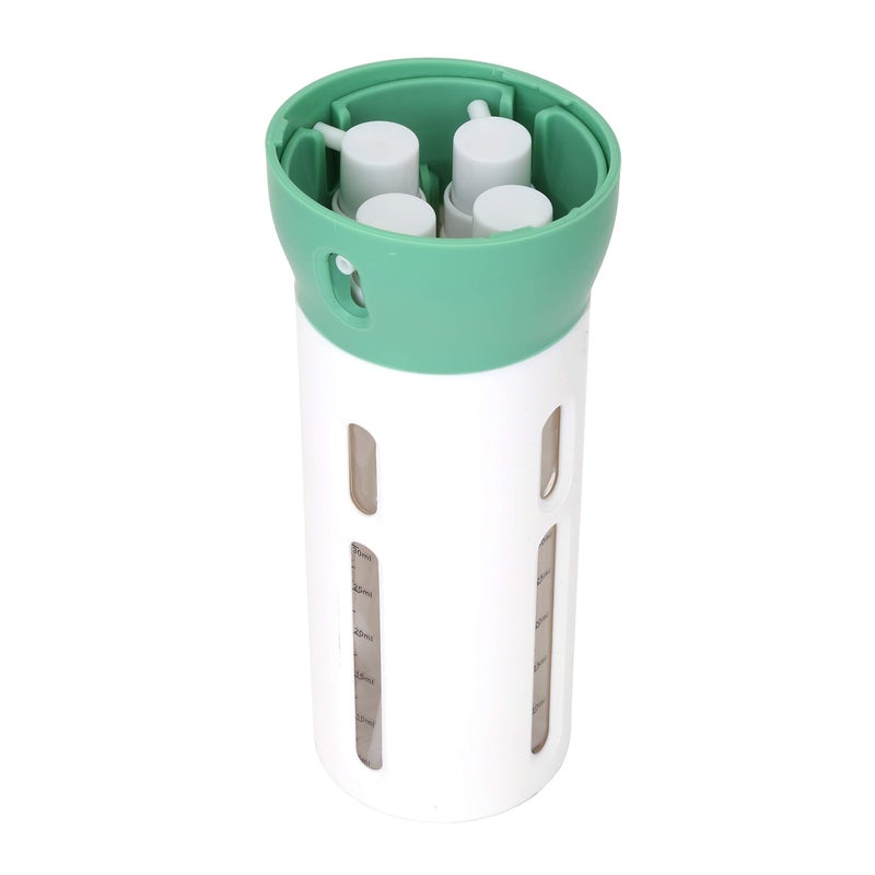Travigo 4-in-1 Travel Dispenser Bottle, TSA Approved,Includes Four Empty Reusable 1.4 oz. (40 mL) Cosmetic Toiletry Containers for Sanitizer, Soap, Lotions, Skincare, Makeup Products (Gray) - Image 2