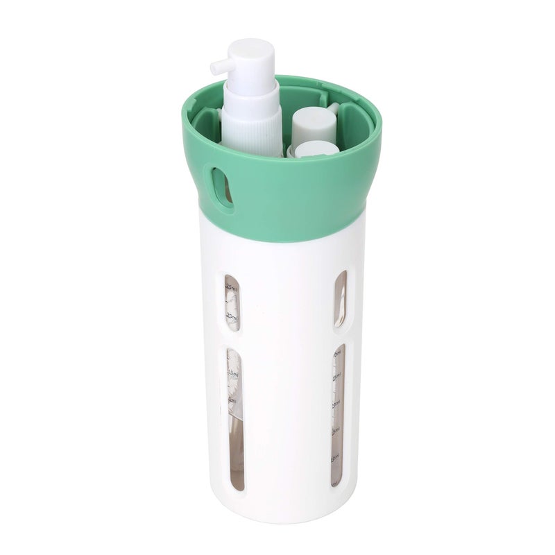 Travigo 4-in-1 Travel Dispenser Bottle, TSA Approved,Includes Four Empty Reusable 1.4 oz. (40 mL) Cosmetic Toiletry Containers for Sanitizer, Soap, Lotions, Skincare, Makeup Products (Gray) - Image 3