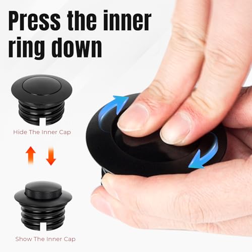 BHB Motorcycle Fuel Tank Pop-up Fuel Gas Oil Tank Cap Compatible With Harley Davidson Regular Thread 1982-2018 (Black) - Image 4
