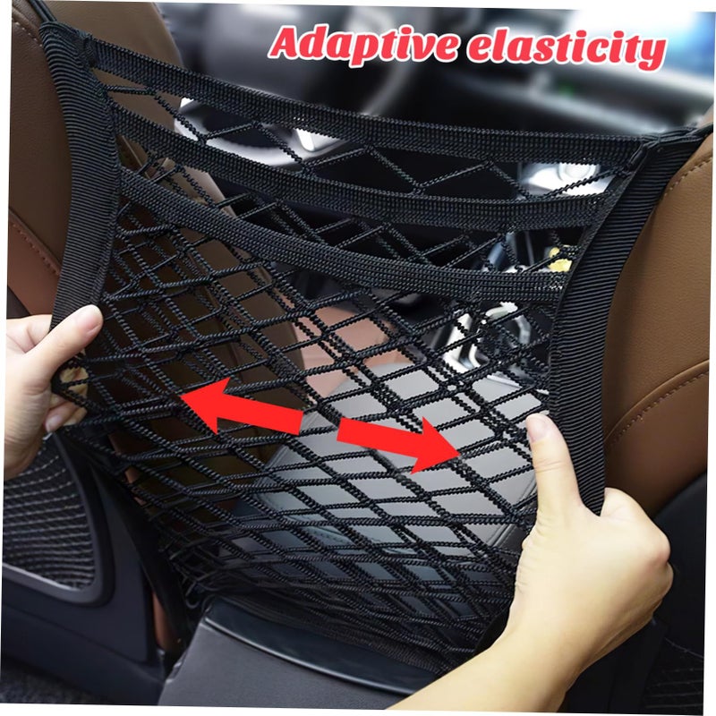 Unomor Car Organizer Bag Stretchy Mesh Storage Net For Headrest Easy Access Elastic Durable Black Pet Barrier - Image 3
