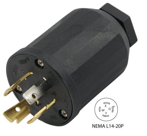 Conntek NEMA L14-20P Locking Plug Connector for Generator, 20 Amp, 125/250 Volt, 3 Pole, 4 Wire Grounding, Industrial Grade Heavy Duty, 60315 - Image 2