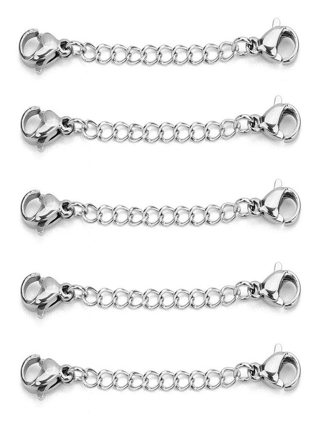 سوبيربليس 5 قطع من سلاسل تمديد من الفولاذ المقاوم للصدأ مع مشابك مزدوجة 50 مم/2 بوصة سلاسل تمديد تجعل قلادتك أطول لمستلزمات صنع القلادة والأساور والمجوهرات (لون الفولاذ) - Image 1