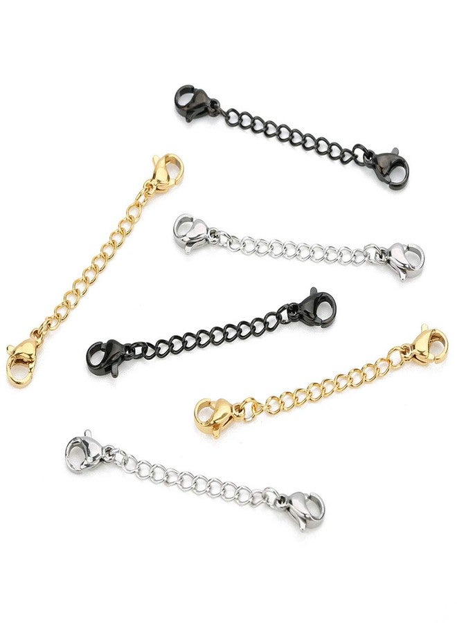 سوبيربليس 5 قطع من سلاسل تمديد من الفولاذ المقاوم للصدأ مع مشابك مزدوجة 50 مم/2 بوصة سلاسل تمديد تجعل قلادتك أطول لمستلزمات صنع القلادة والأساور والمجوهرات (لون الفولاذ) - Image 3