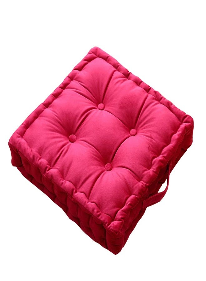 vctops Square Chair Pad Pillow with Handle Super Soft Floor Tatami Seat Cushion Thick Velvet Chair Pads Cushion for Kitchen Dining Office Chair (Rose,17"x17") - Image 1