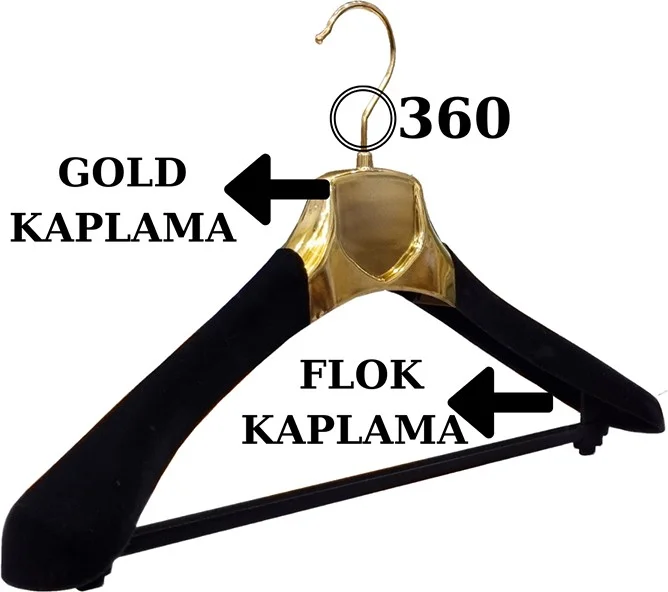 İstanbul Manken Istanbul Mannequin 10 Pieces Plastic Gold-Flock High Quality Coat Hanger Clothes Hanger Suit Hanger