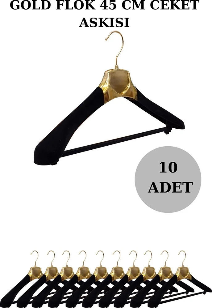 İstanbul Manken Istanbul Mannequin 10 Pieces Plastic Gold-Flock High Quality Coat Hanger Clothes Hanger Suit Hanger