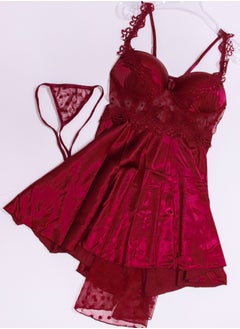 sella Elegant Satin & Lace Lingerie Nightwear Set – Free Size, Comfortable Sleepwear  - Image 2