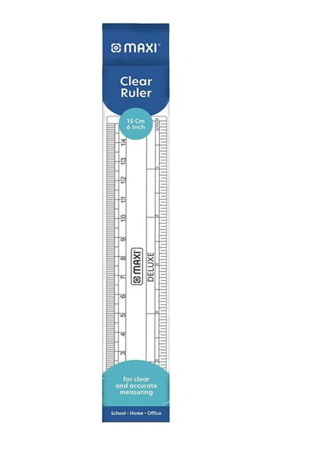 Maxi MX-PR15 Plastic Ruler, 15 cm Size, Clear