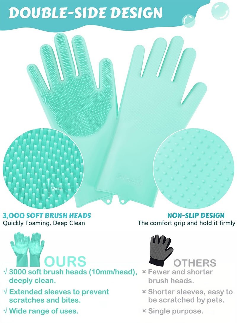 Generic Zafeen Pet Grooming Gloves - Heat Resistant Silicone with High-Density Teeth 5-Finger Design for Dog Cat Bathing Massage  - Image 5