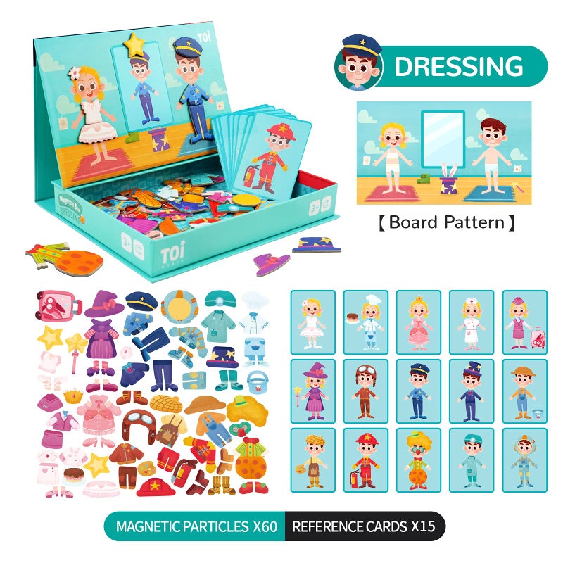 Toi Kids Magnet Toys Magnetic Jigsaw Puzzle Boxes with Game Board for Kids Ages 3-8, Preschool Tabletop Toy for Toddlers, Portable Travel Game, Dressing - Image 4
