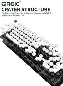 GROIC Black Wired Keyboard, 104 Keys Full-Sized Typewriter Keyboards, USB Plug and Play Office Keyboard with Number Pad, Caps Indicators, Foldable Stands for Windows, PC, Laptop, Desktop  - Image 3