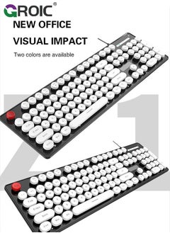 GROIC Black Wired Keyboard, 104 Keys Full-Sized Typewriter Keyboards, USB Plug and Play Office Keyboard with Number Pad, Caps Indicators, Foldable Stands for Windows, PC, Laptop, Desktop  - Image 2