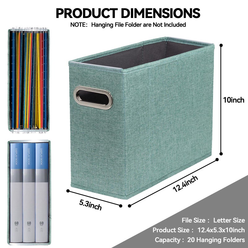 ComfortKeeper 4 Packs Letter Size File Organizer, File Folders Organizer, Fabric Storage Box, Collapsible Paper Organizer with Metal Handle, Smooth PVC Rails, Only Box (Green) - Image 2
