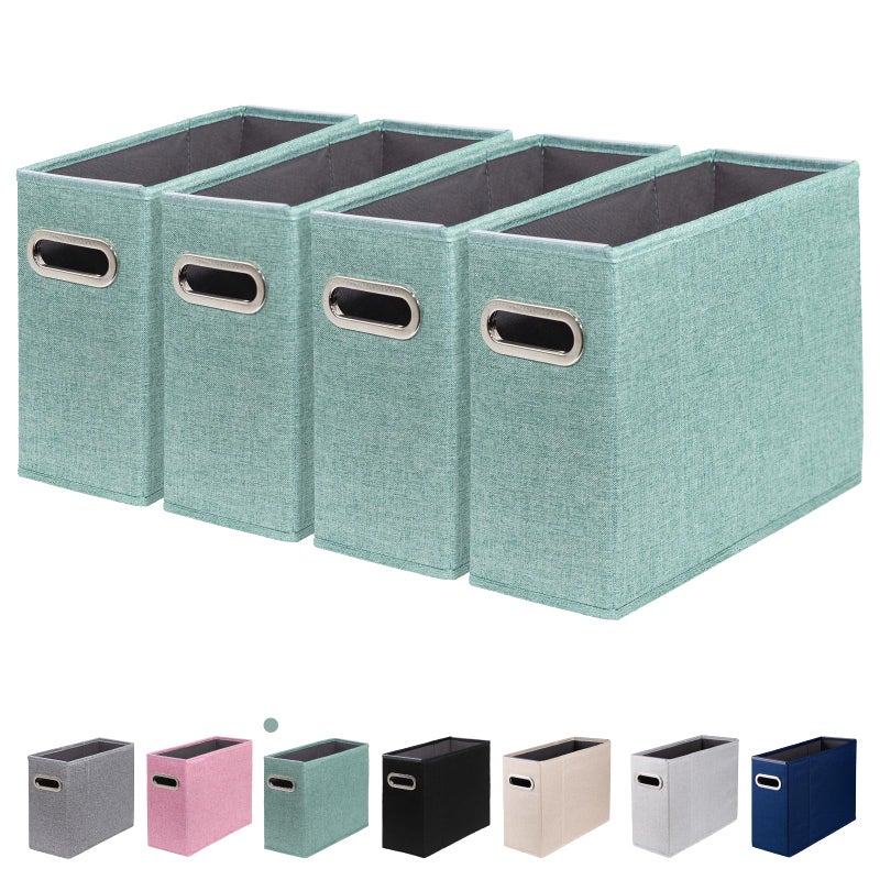 ComfortKeeper 4 Packs Letter Size File Organizer, File Folders Organizer, Fabric Storage Box, Collapsible Paper Organizer with Metal Handle, Smooth PVC Rails, Only Box (Green) - Image 1