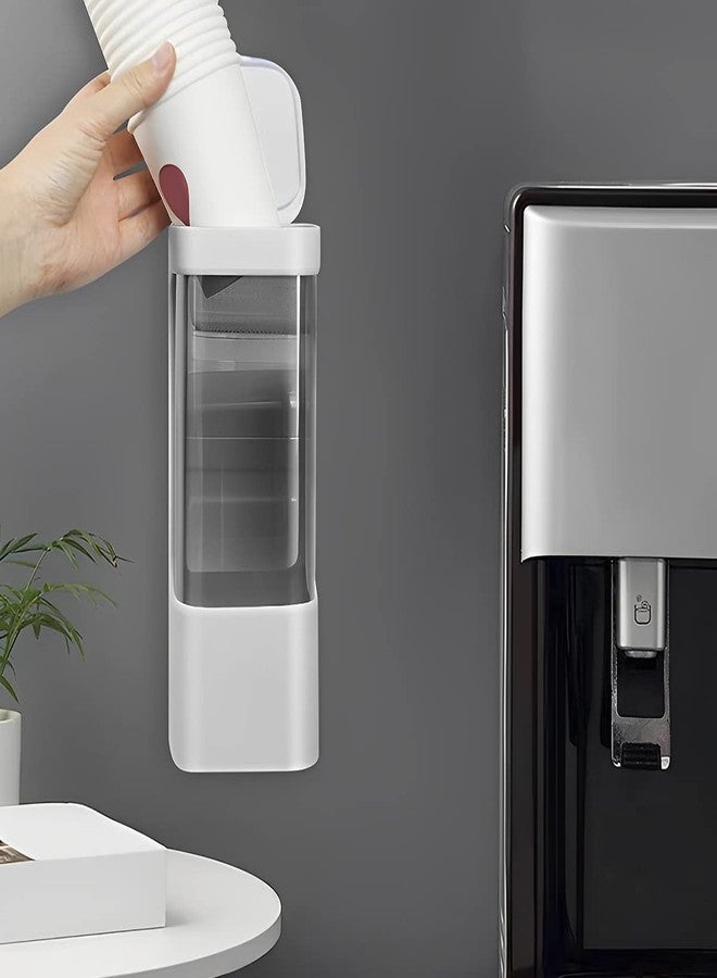 KOUISYY Cup Dispenser Wall Mounted, Bathroom Cup Holder for 3oz-5oz Cups, Pull Type Water Cooler Cup Dispenser, Adhesive Cups Organizer with Paste Plate for Home Office Hospital Gym School - Image 4