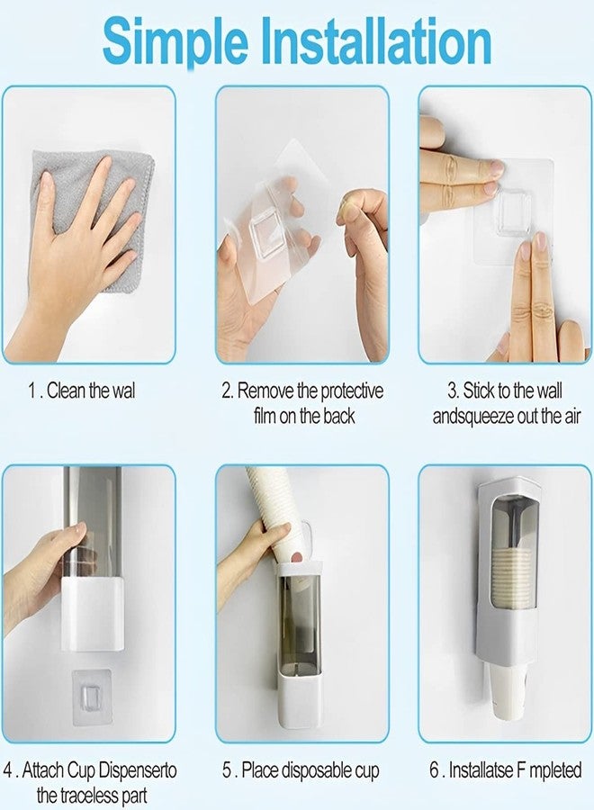 KOUISYY Cup Dispenser Wall Mounted, Bathroom Cup Holder for 3oz-5oz Cups, Pull Type Water Cooler Cup Dispenser, Adhesive Cups Organizer with Paste Plate for Home Office Hospital Gym School - Image 5
