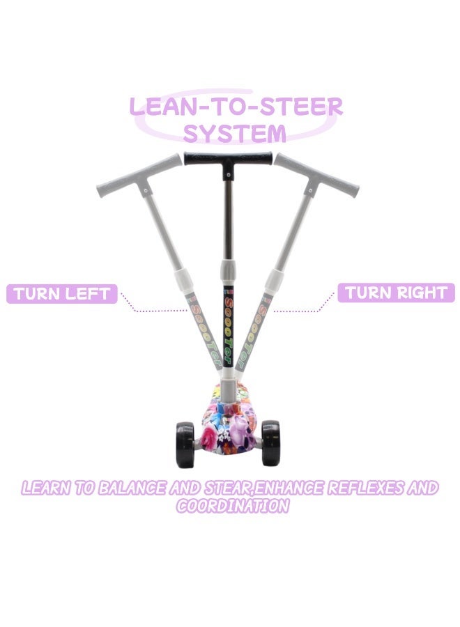 EASY FUTURE Foldable Kick Scooter for Kids 3-8: Height-Adjustable Handle, LED Wheels, Rear Brake Features Including Protective Gear Set - Image 4