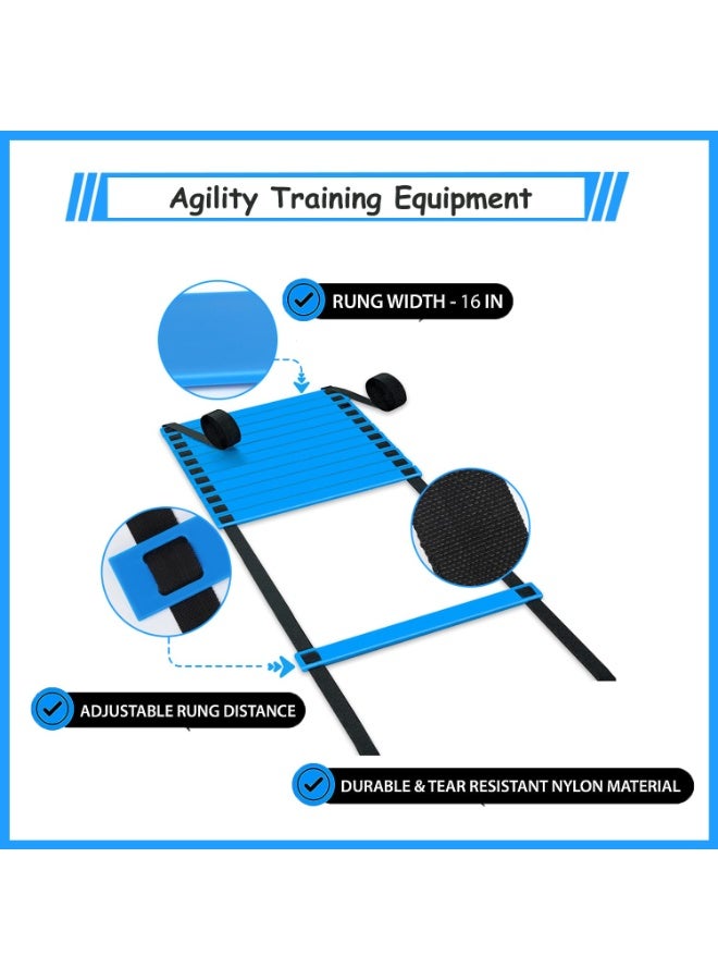 مجموعة معدات تدريب كرة القدم - سلم خفة الحركة بطول 20 قدمًا، و12 مخروطًا، و4 حواجز خفة الحركة، وحبل قفز، ومدرب ركل - مثالية للأطفال والكبار، وتدريبات القدم، وإكسسوارات كرة القدم، والهدايا - Image 5