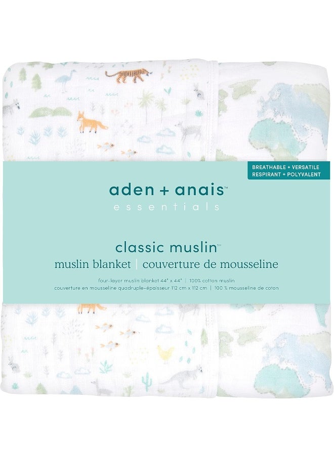 aden + anais aden + anais Essentials Dream Blanket, Muslin Baby Blankets for Girls & Boys, Ideal Lightweight Newborn Nursery & Crib Blanket, Unisex Toddler & Infant Bedding, Registry Gift, Voyager-Ecosphere  - Image 2