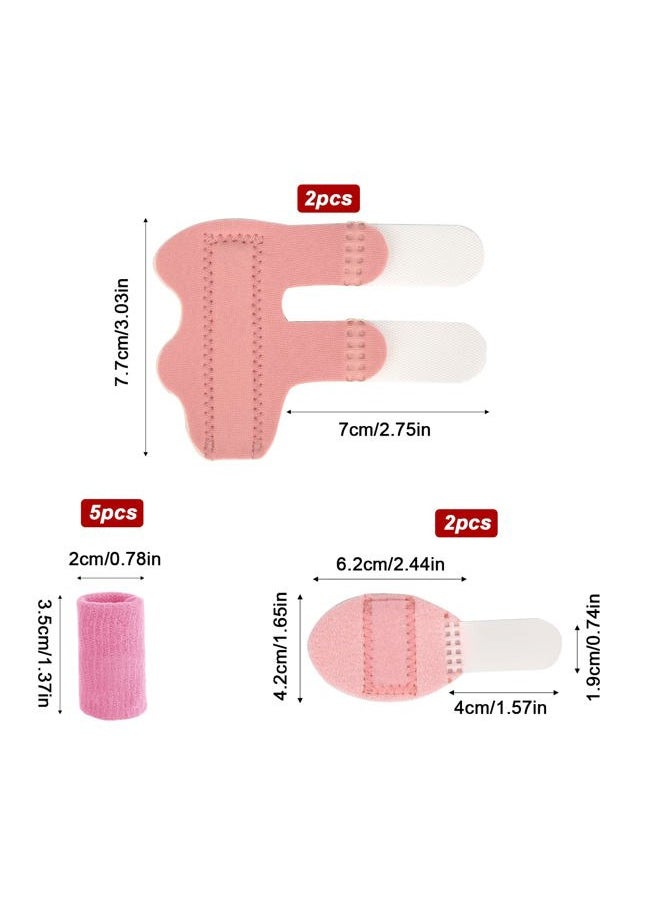 SAVITA 9pcs Trigger Finger Splints, 4pcs Finger Splints 5pcs Small Finger Sleeves Fabric Soft Finger Brace Splint for Broken Finger Protection (Pink)  - Image 2