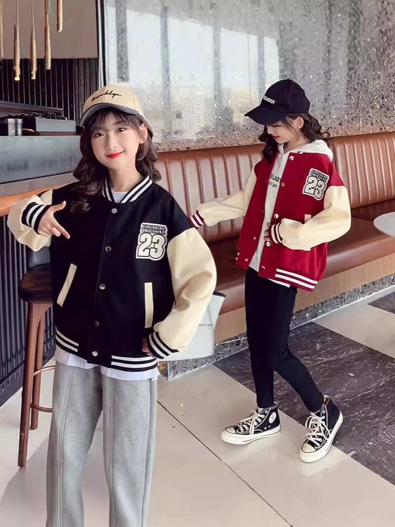 Girls' Baseball Suit Coat Children'S Jacket Top Middle And Big Children'S Casual Girls' Trendy Clothes - Image 2