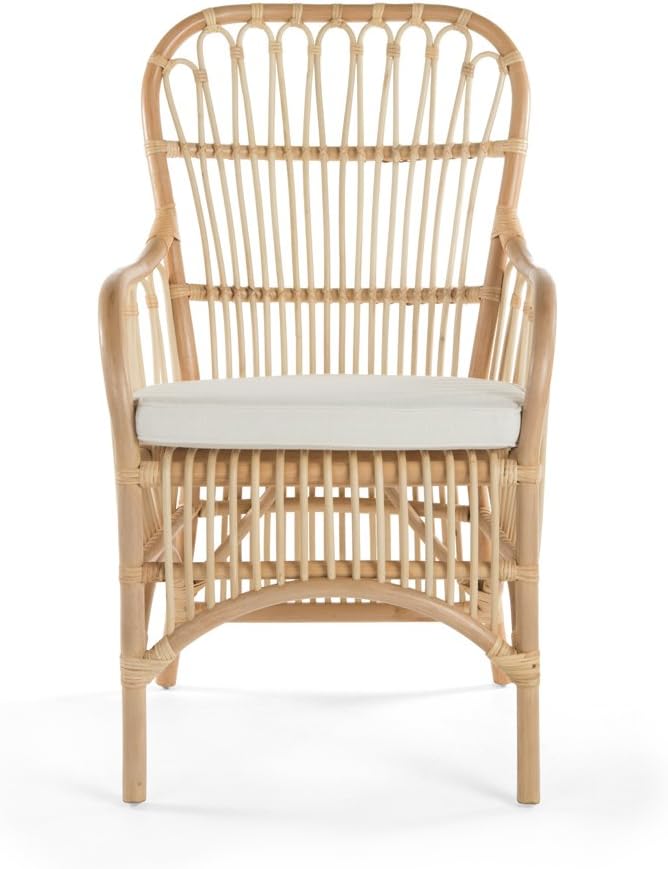 Kouboo KOUBOO Rattan Dining Chair Set of 2  Boho Accent Chair Mid Century Modern Kitchen Seating Farmhouse Style Dining Room Furniture Chairs for Dining Table Living Room Natural  - Image 3