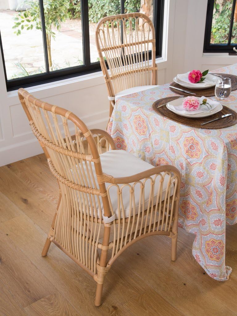 Kouboo KOUBOO Rattan Dining Chair Set of 2  Boho Accent Chair Mid Century Modern Kitchen Seating Farmhouse Style Dining Room Furniture Chairs for Dining Table Living Room Natural  - Image 2