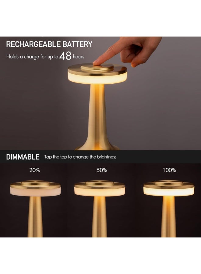 سوفام مصباح جدول المؤشر المحمول مع مستشعر اللمس، 3 مستويات السطوع، بطارية قابلة لإعادة الشحن حتى 48 ساعة الاستخدام، ضوء ليلي للأطفال، مصباح حامل الليل، مصباح جانب السرير (ذهبي) - Image 3