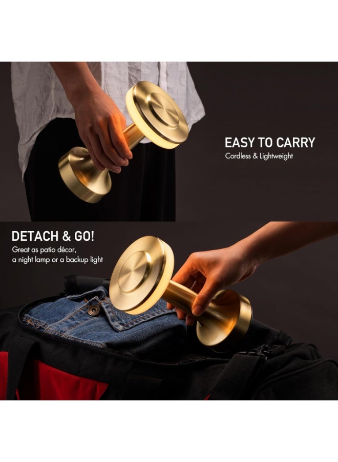 سوفام مصباح جدول المؤشر المحمول مع مستشعر اللمس، 3 مستويات السطوع، بطارية قابلة لإعادة الشحن حتى 48 ساعة الاستخدام، ضوء ليلي للأطفال، مصباح حامل الليل، مصباح جانب السرير (ذهبي) - Image 2