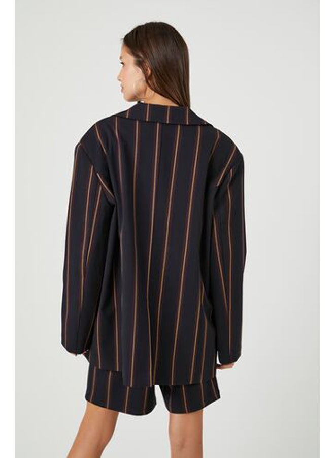 FOREVER 21 سترة مخططة واحدة الصدر  - Image 3