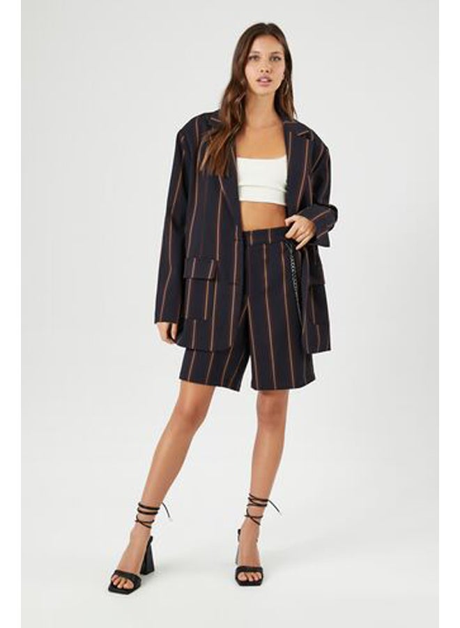 FOREVER 21 سترة مخططة واحدة الصدر  - Image 4