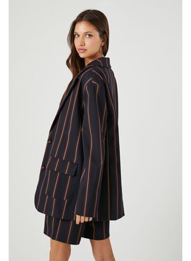 FOREVER 21 سترة مخططة واحدة الصدر  - Image 2