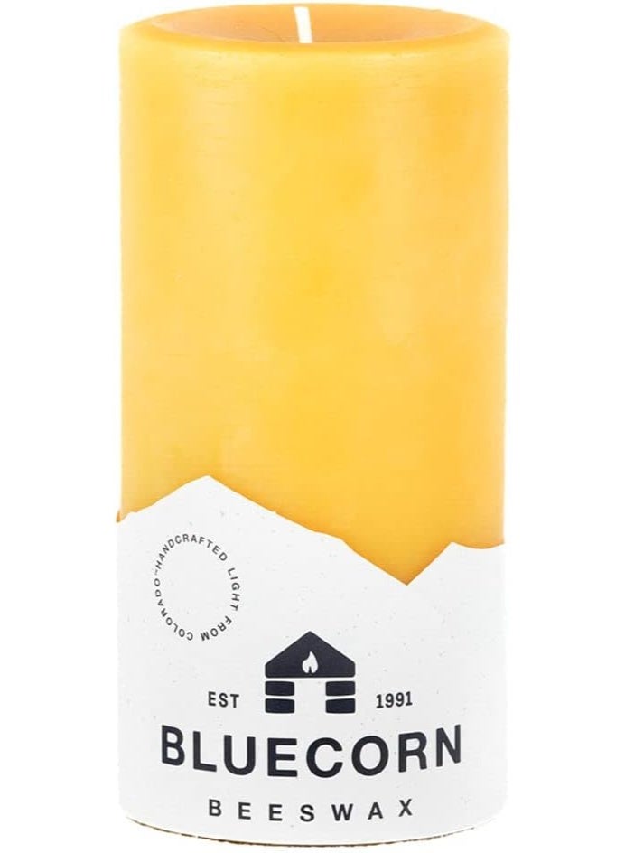 Bluecorn Beeswax Bluecorn Beeswax 100% Pure Beeswax Pillar Candles | Natural Beeswax Candles, Unscented Yellow Candles | Soy, Paraffin, & Fragrance Free | 3x6, 90 Hour Burn Time | Handmade in Colorado - Image 1