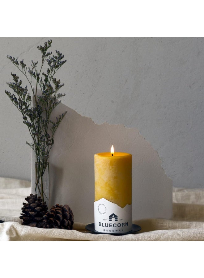 Bluecorn Beeswax Bluecorn Beeswax 100% Pure Beeswax Pillar Candles | Natural Beeswax Candles, Unscented Yellow Candles | Soy, Paraffin, & Fragrance Free | 3x6, 90 Hour Burn Time | Handmade in Colorado - Image 2