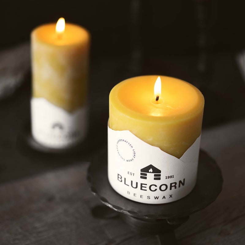 Bluecorn Beeswax Pillar Candle, 100% Pure Natural Bees Wax, 3x6 Candle, Clean Burning & Dripless, Long Lasting (90 Hr), Paraffin, Soy & Fragrance Free, Fall & Christmas Home Decor, American Made, 1 Ct - Image 4