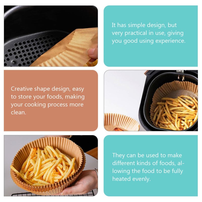50 Pcs Round Heat Resistant Air Fryer Paper Liners Non Stick Oil Proof Disposable Parchment Sheets - Image 3