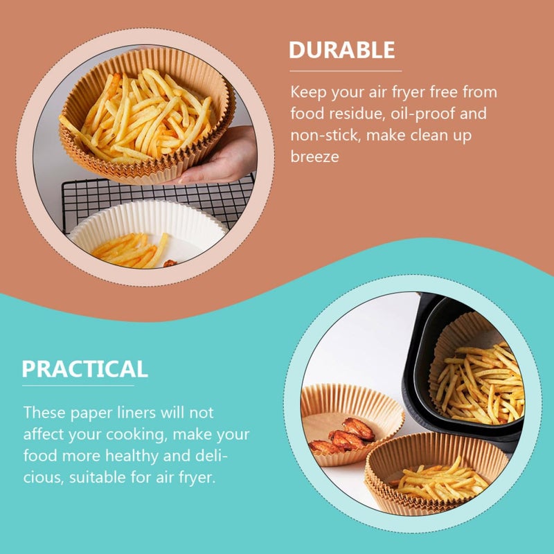 50 Pcs Round Heat Resistant Air Fryer Paper Liners Non Stick Oil Proof Disposable Parchment Sheets - Image 4