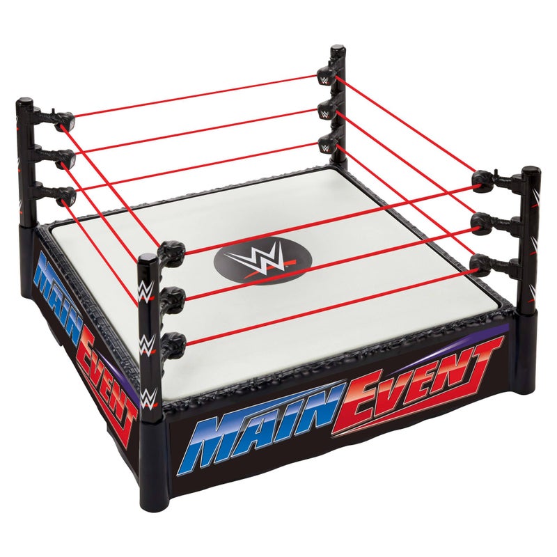 WWE Mattel WWE Superstar Ring with Labels - Main Event & RAW, Spring-Loaded Ring Mat & Pro Tension Elastic Rope - Image 2