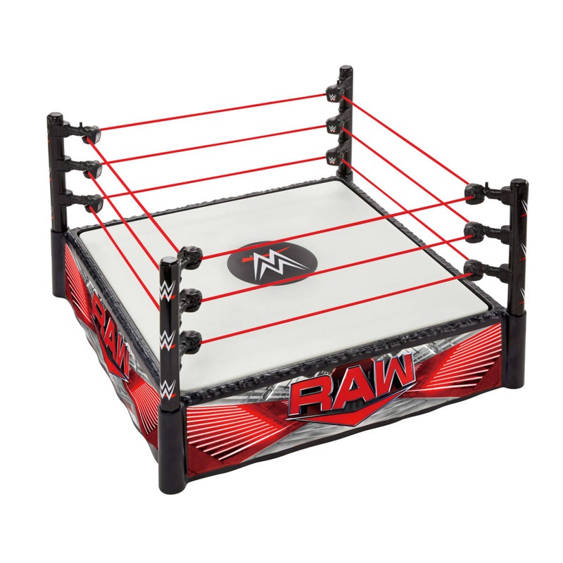 WWE Mattel WWE Superstar Ring with Labels - Main Event & RAW, Spring-Loaded Ring Mat & Pro Tension Elastic Rope - Image 3