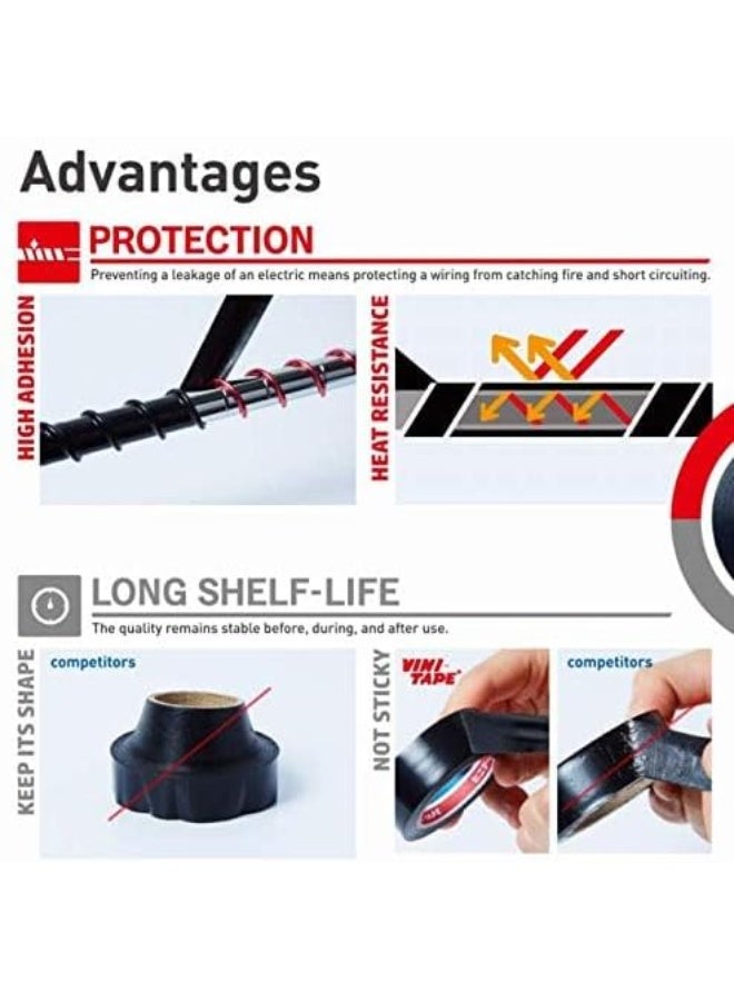 VINI Pvc Electrical Insulation Tape 6-Rolls Black - Image 3