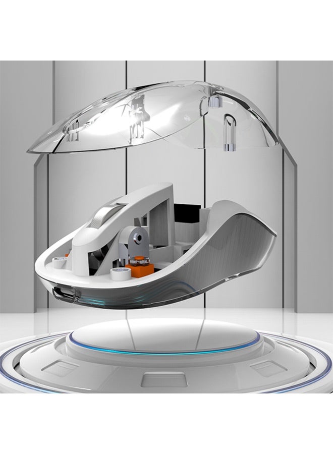 Wireless Bluetooth Gaming Mouse for Windows, Mac, IOS, Android, Slim Transparent Dual Mode (Bluetooth 5.1 + USB 2.4Ghz) Mouse with USB Receiver, 1200 DPI, White - Image 3