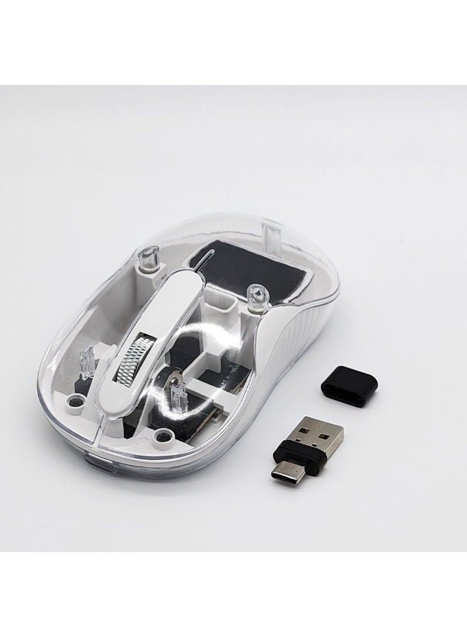 Wireless Bluetooth Gaming Mouse for Windows, Mac, IOS, Android, Slim Transparent Dual Mode (Bluetooth 5.1 + USB 2.4Ghz) Mouse with USB Receiver, 1200 DPI, White - Image 5