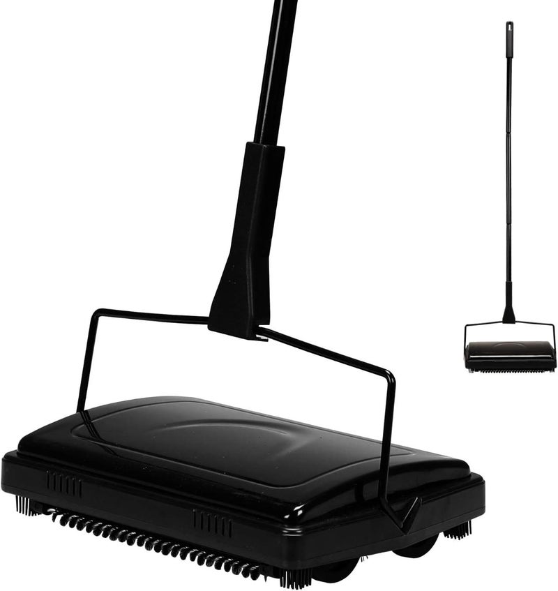 YOCADA Carpet Sweeper Cleaner for Home Office Low Carpets Rugs Undercoat Carpets Pet Hair Dust Scraps Paper Small Rubbish Cleaning with a Brush Black - Image 1