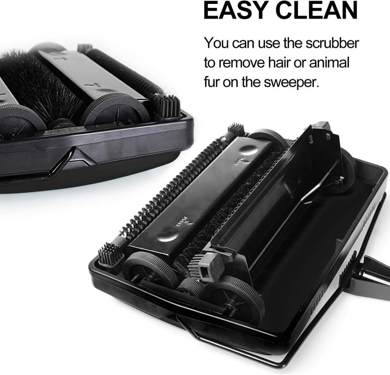 YOCADA Carpet Sweeper Cleaner for Home Office Low Carpets Rugs Undercoat Carpets Pet Hair Dust Scraps Paper Small Rubbish Cleaning with a Brush Black - Image 4